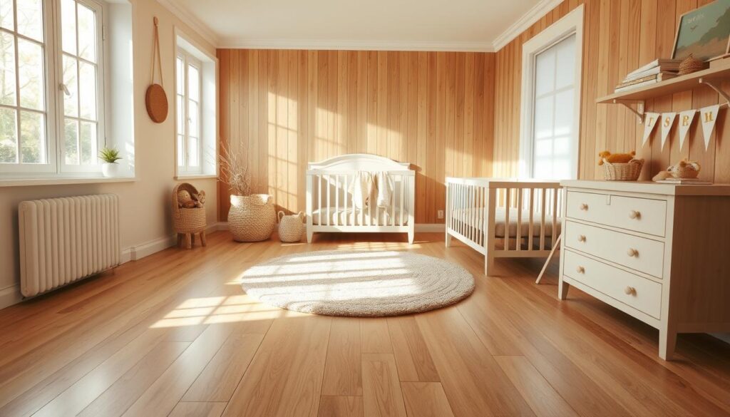 hardwood flooring in a baby room